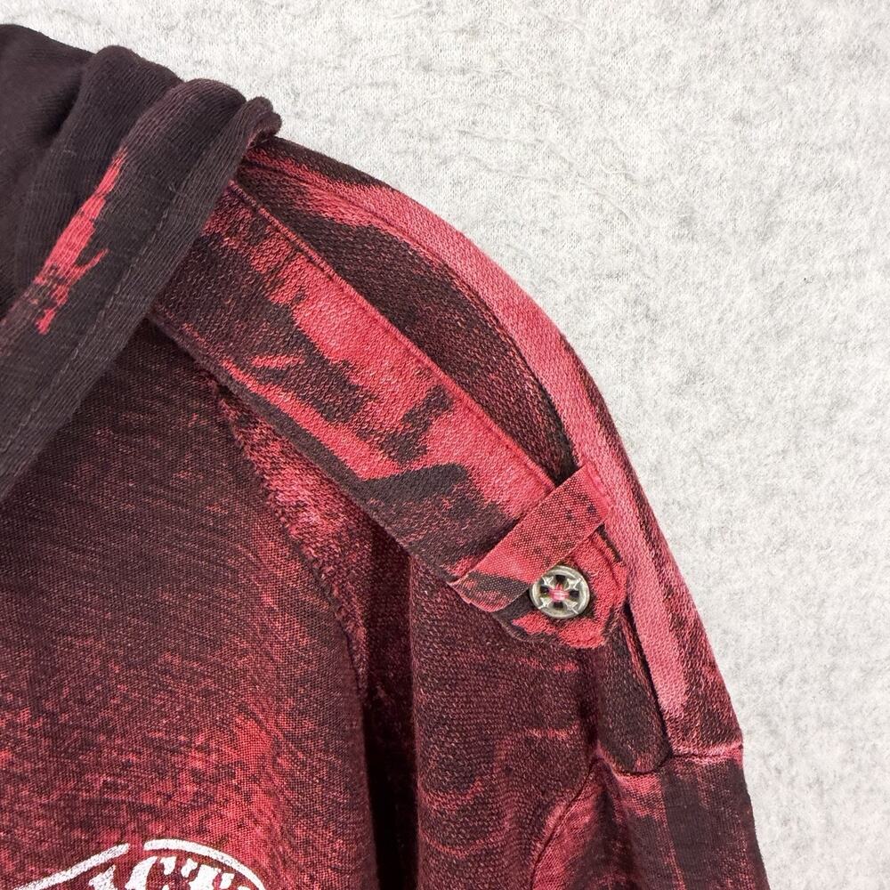 Affliction American Customs Henley Hoodie 2X Red Distressed Y2K - Picture 6 of 15